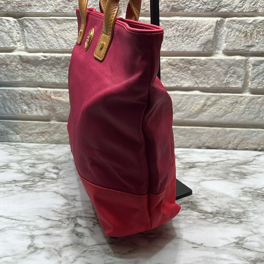 TORY BURCH LEATHER AND CANVAS TOTE BAG IN EUC - Picture 3 of 15